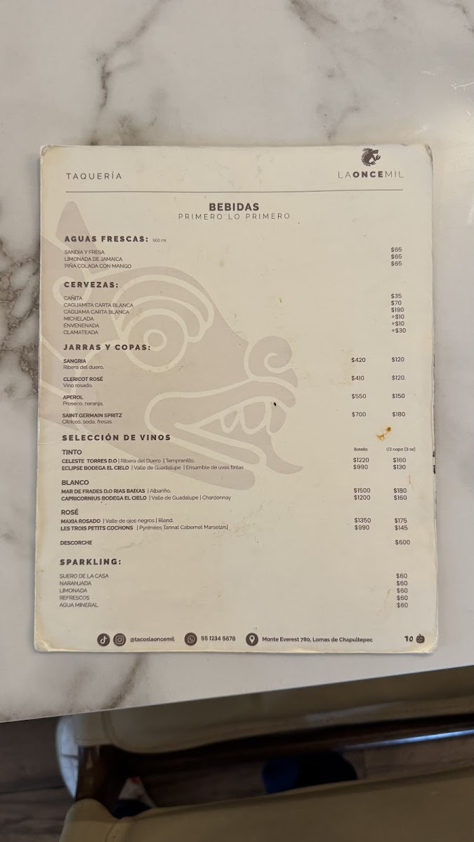 La Once Mil - Taquería Menu - Image 2