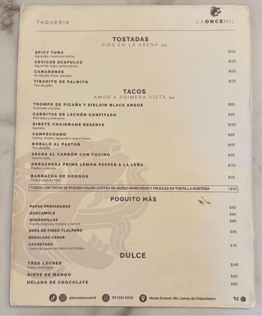 La Once Mil - Taquería Menu - Image 4